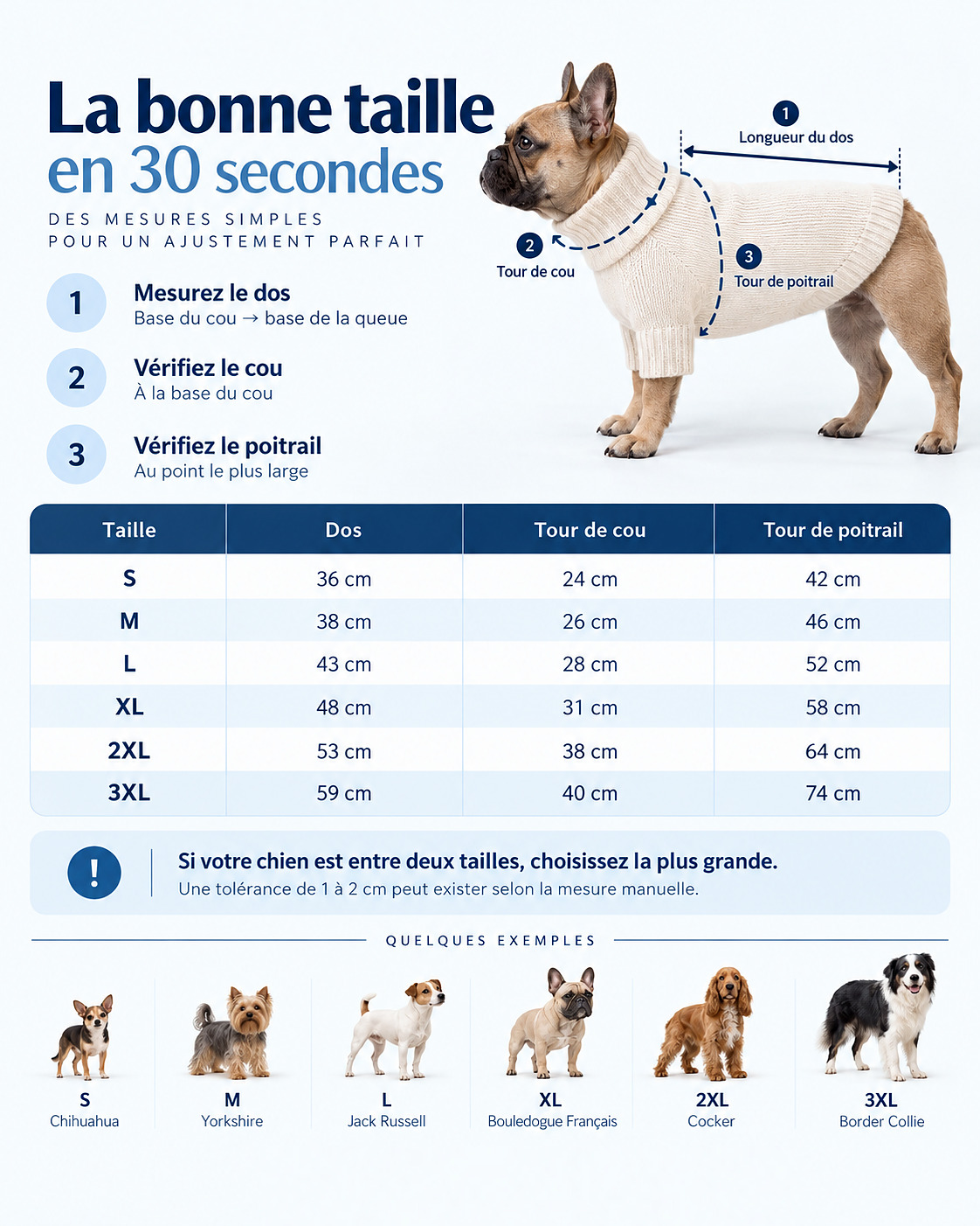 Le Fuseau Écru — le guide des tailles, en photo