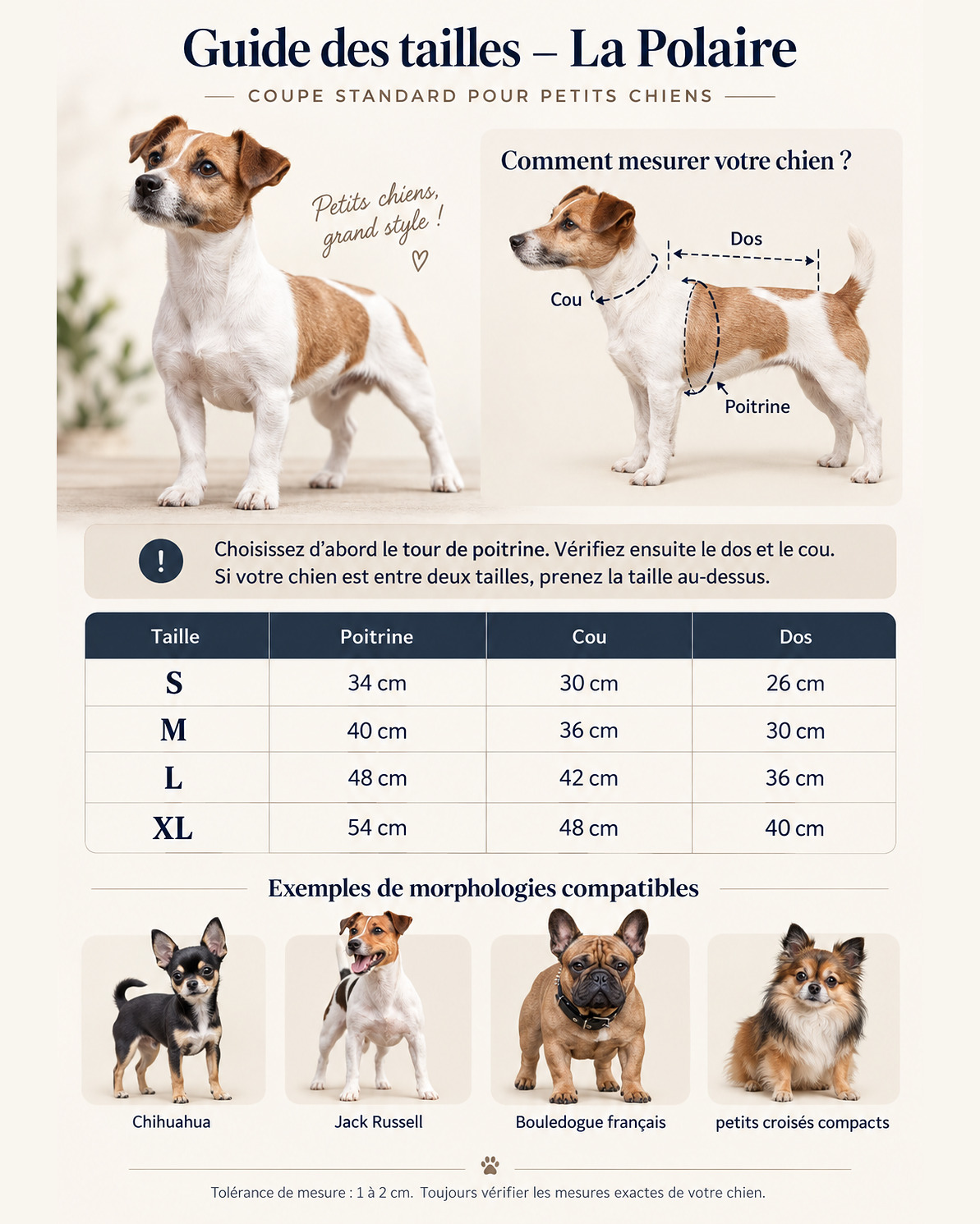 La Polaire — le guide des tailles, en photo